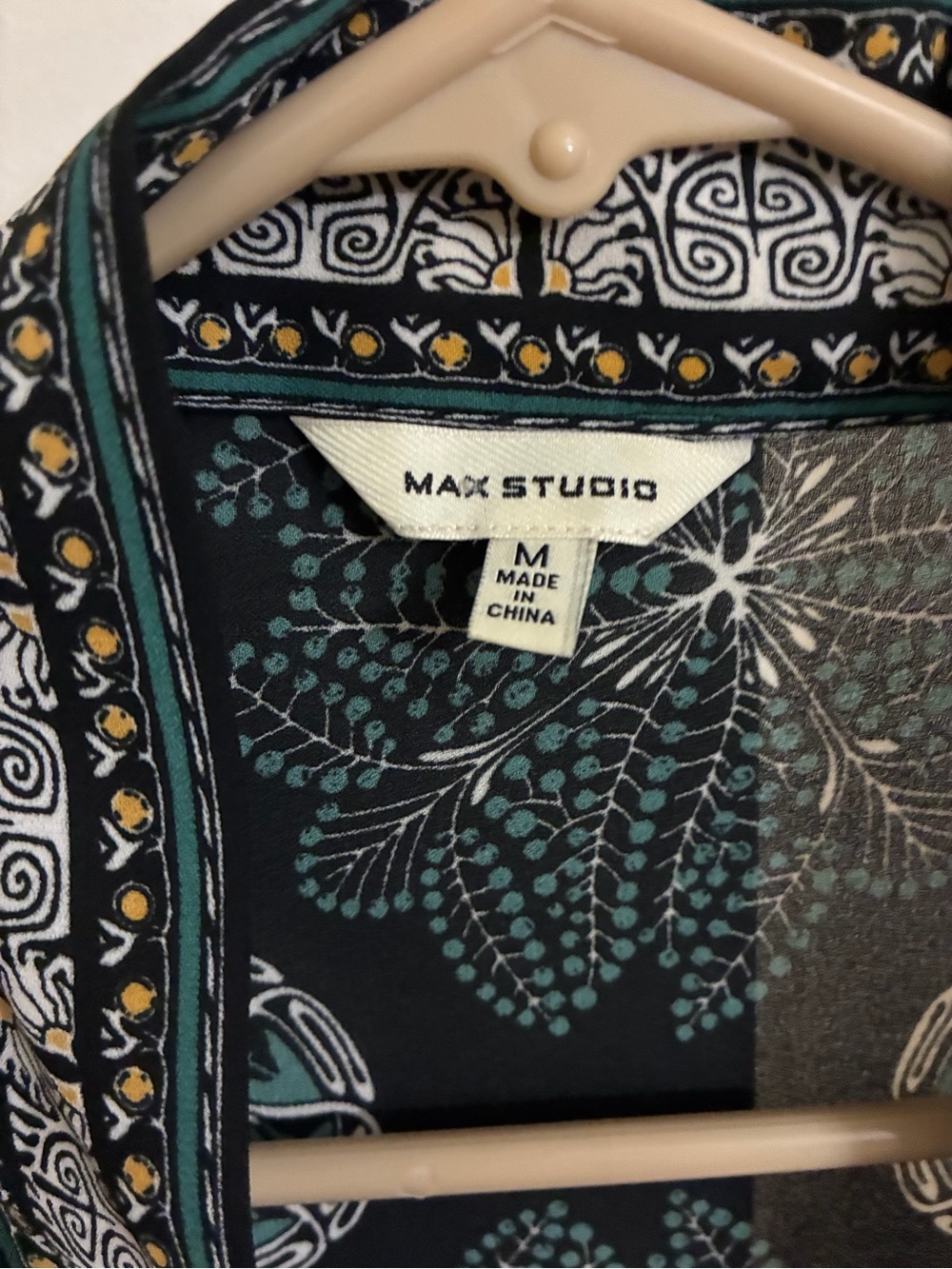 Max Studio Black Patterned Open-Front Kimono Cover Up - M - Picture 3 of 3